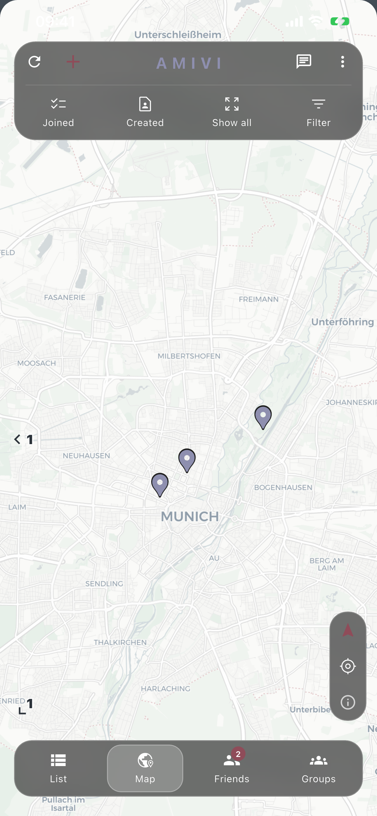 Amivi map discover screen