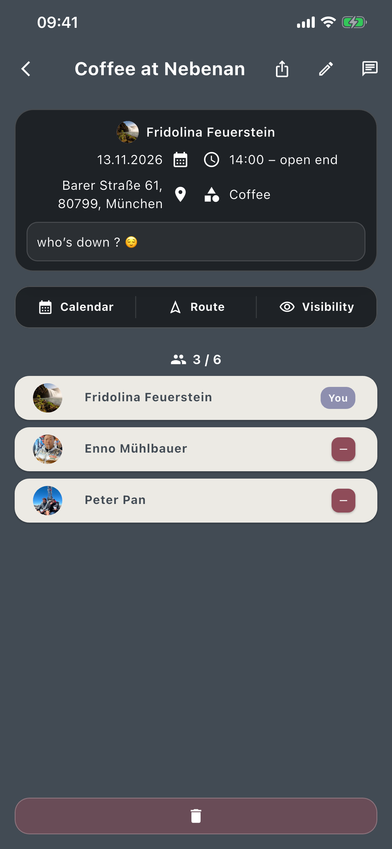 Amivi activity participants screen
